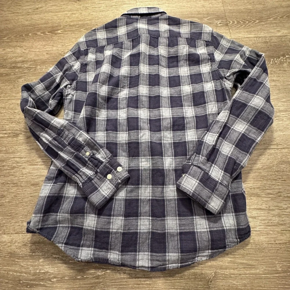 Banana Republic Shirt Mens Medium Blue Plaid Long Sleeve‎ Slim Fit 100% Cotton